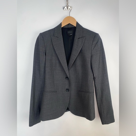 Theory Nichelle Wool Blend Blazer Size 4 Grey - Picture 2 of 14
